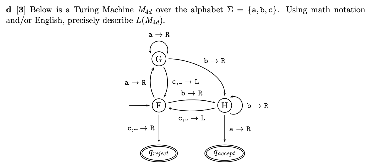This is a Turing Machine M 4 d over the alphabet