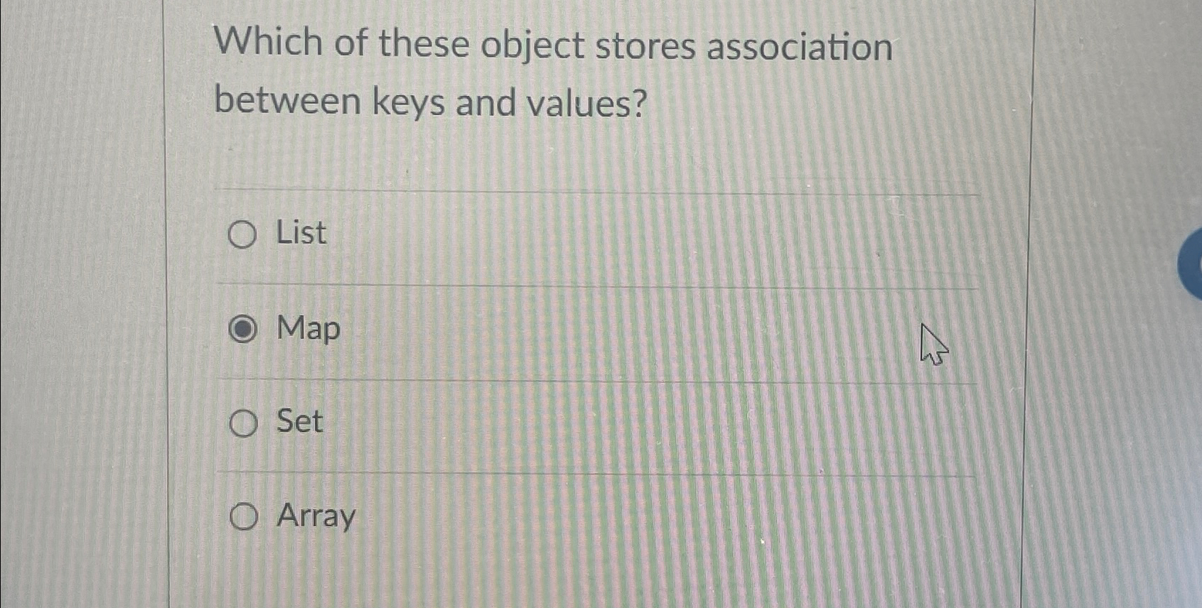 Which of these object stores association between