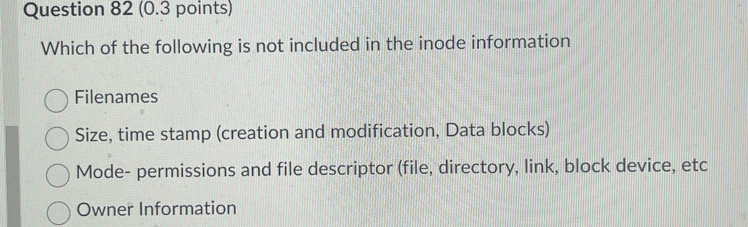 Question 8 2 ( 0 . 3 points ) Which of the