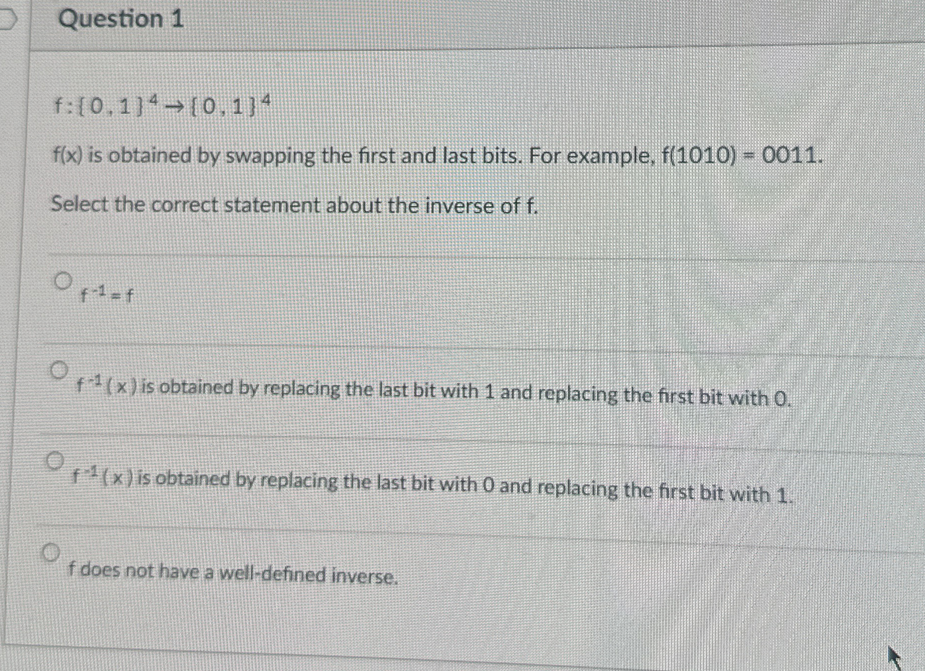 Question 1 { 0 , 1 ] f ( x ) is obtained by