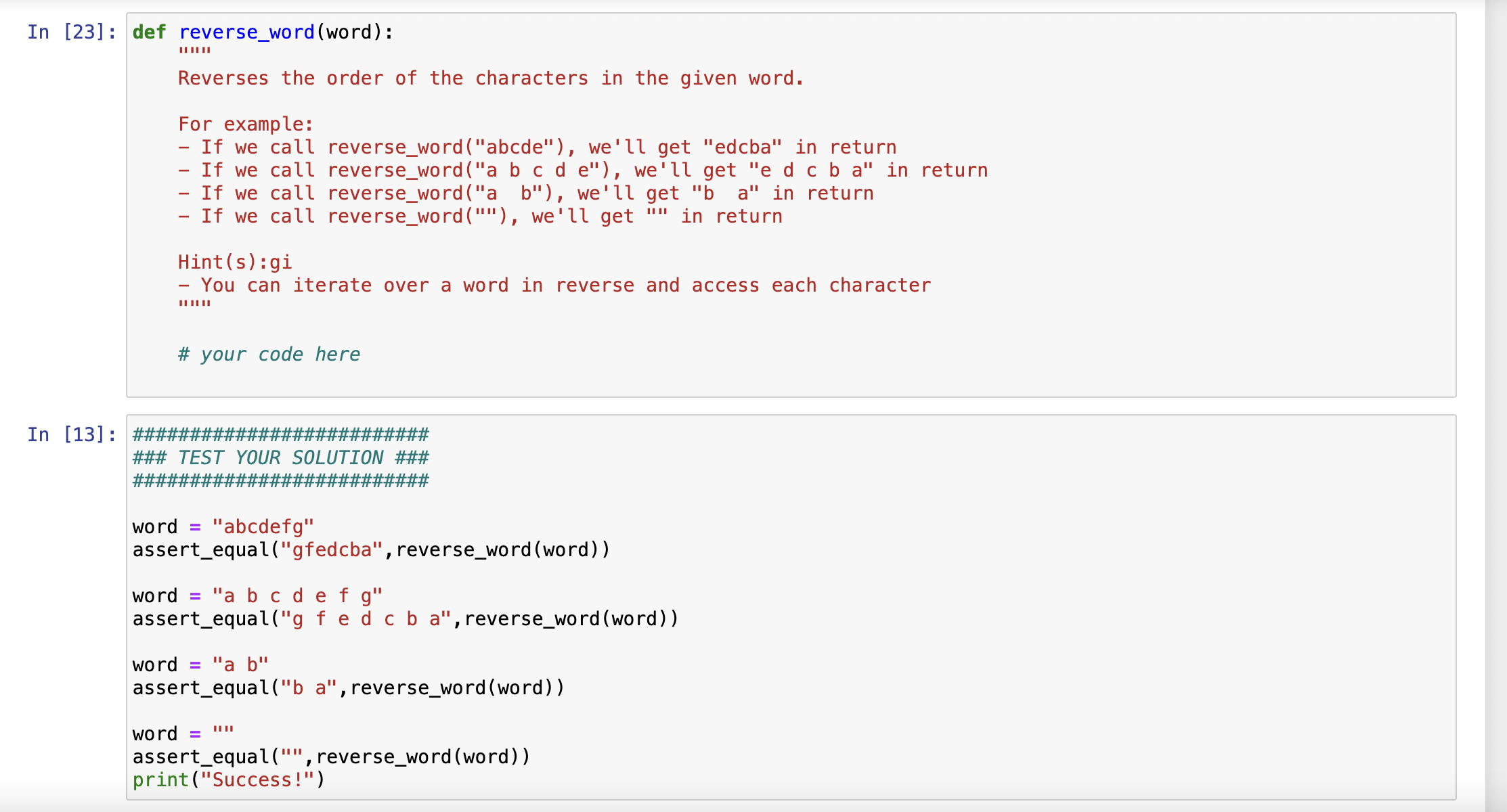 need code under # your code here pls