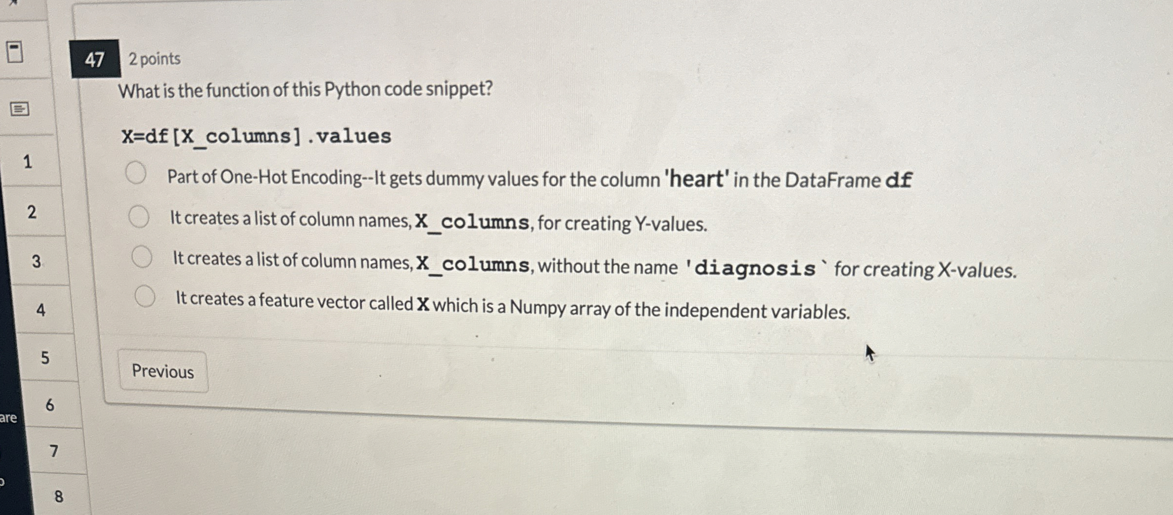 4 7 2 points What is the function of this Python