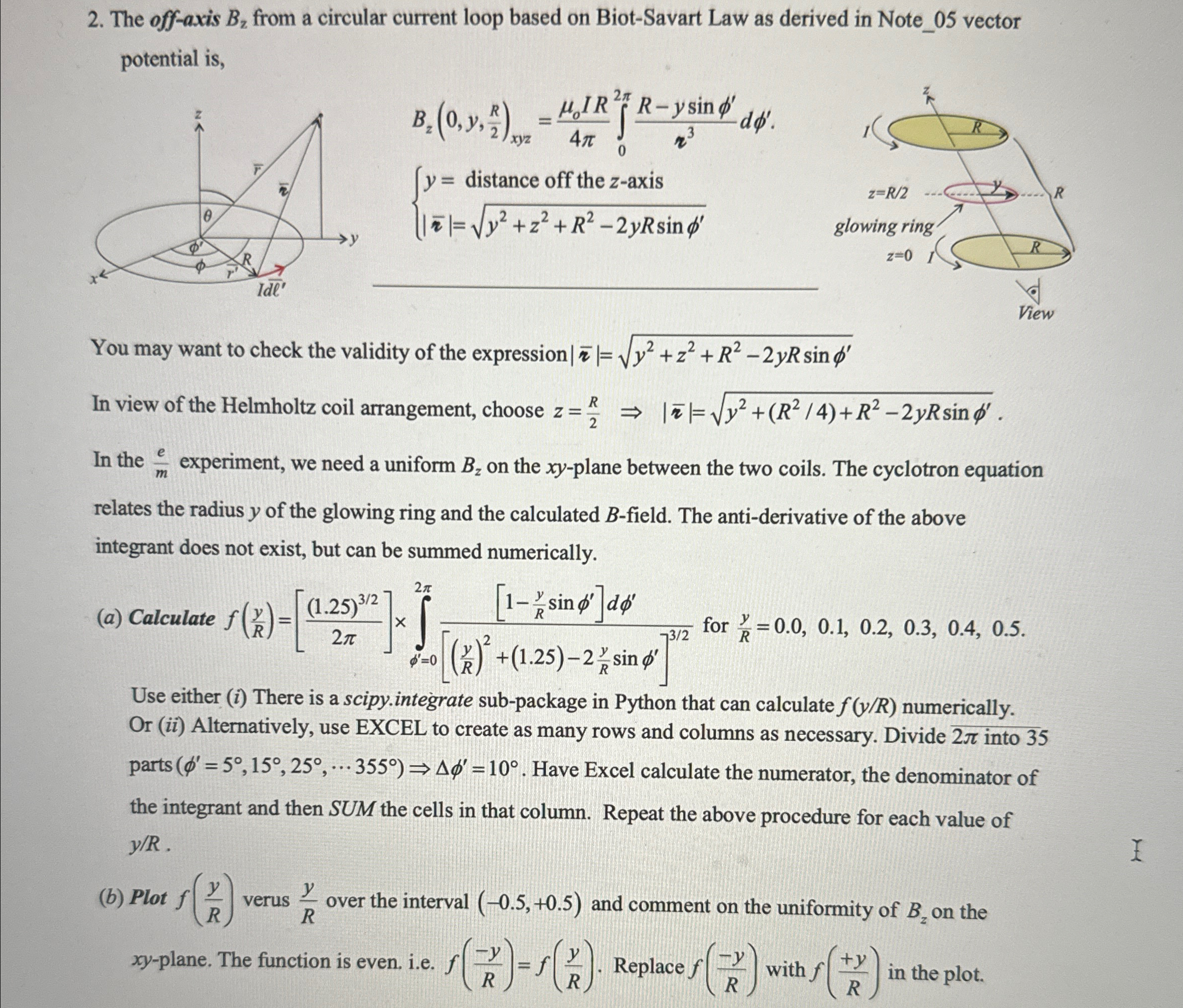 Solve by creating a oython code The off - axis B