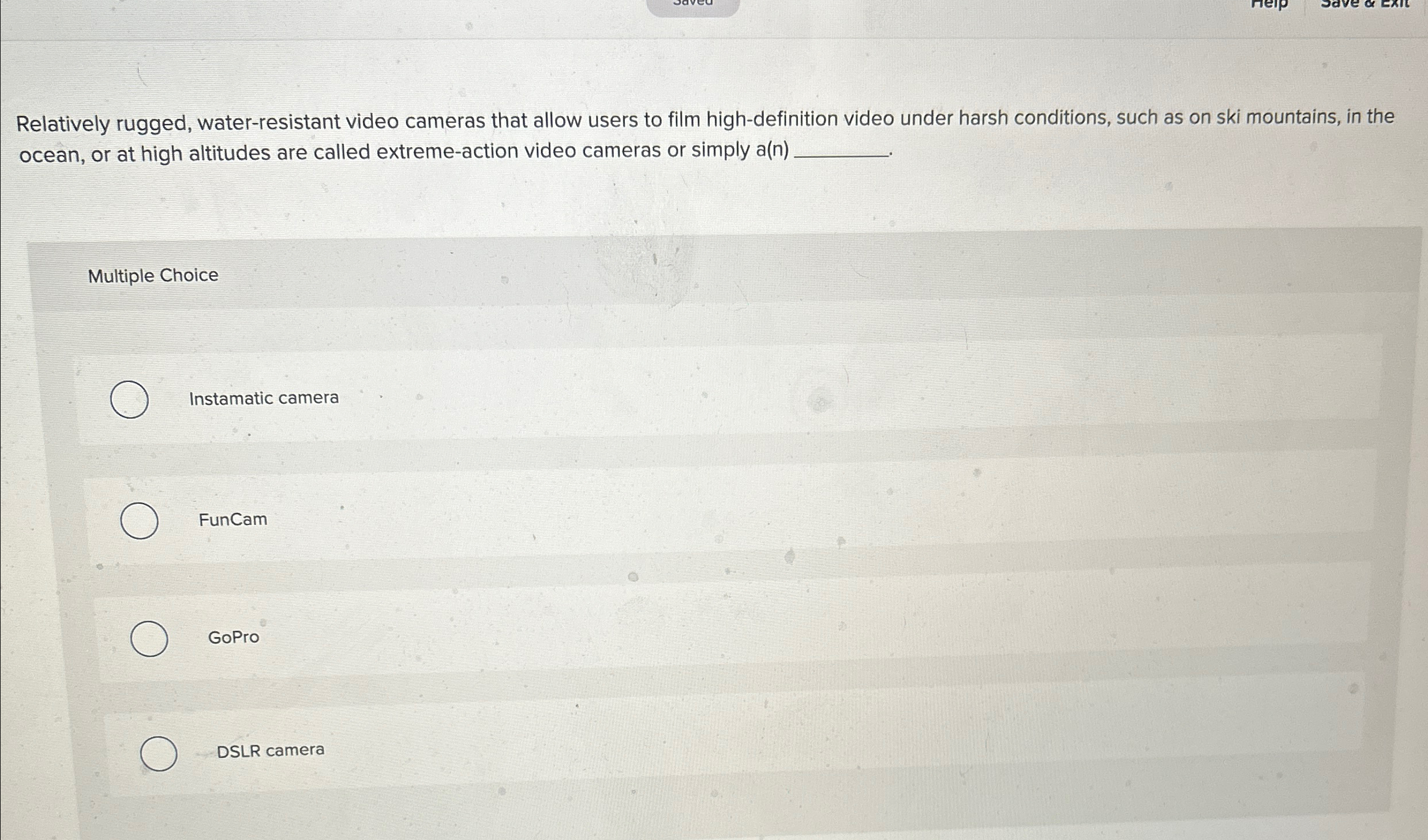 Relatively rugged, water - resistant video