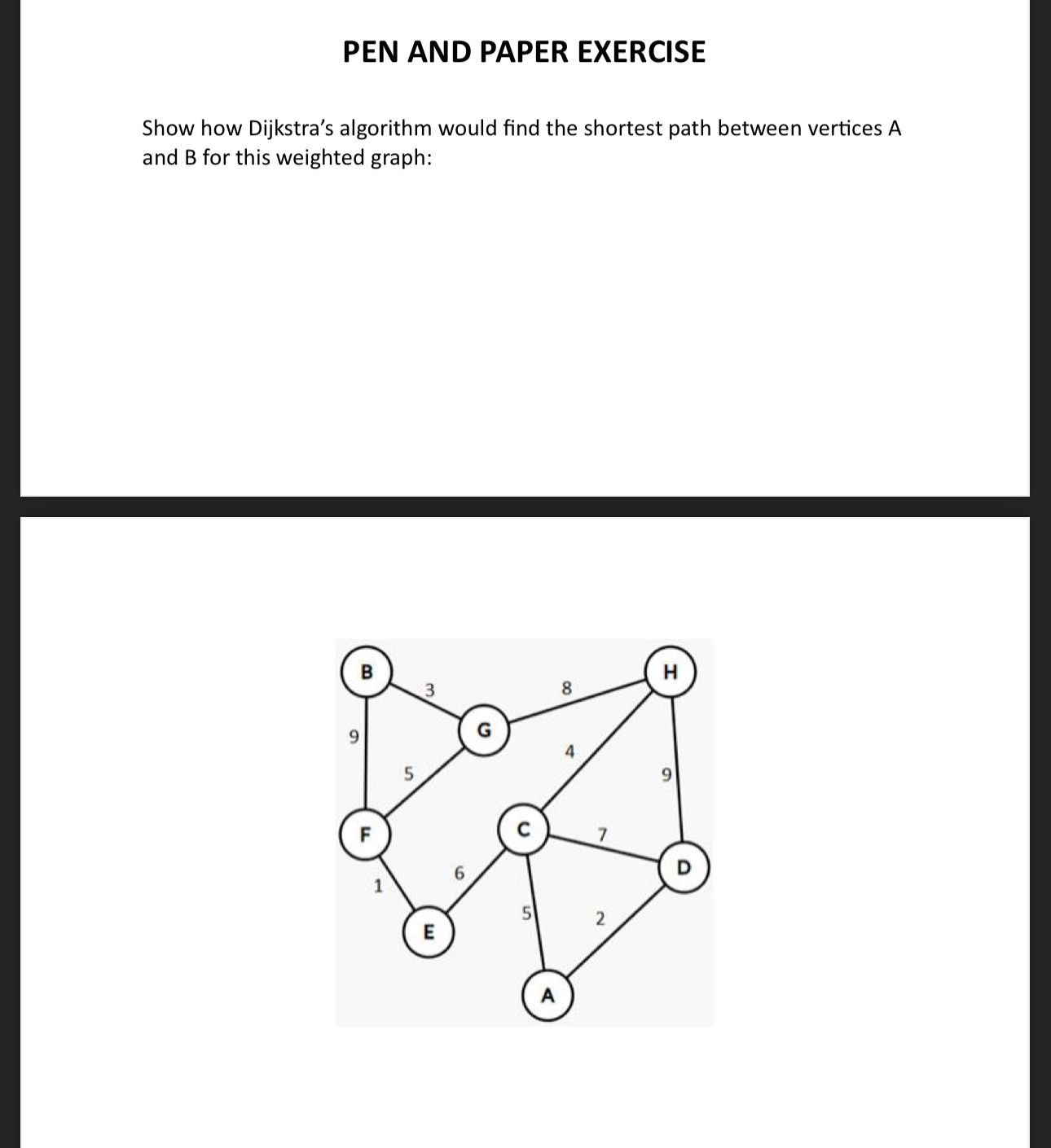 PEN AND PAPER EXERCISE Show how Dijkstra's