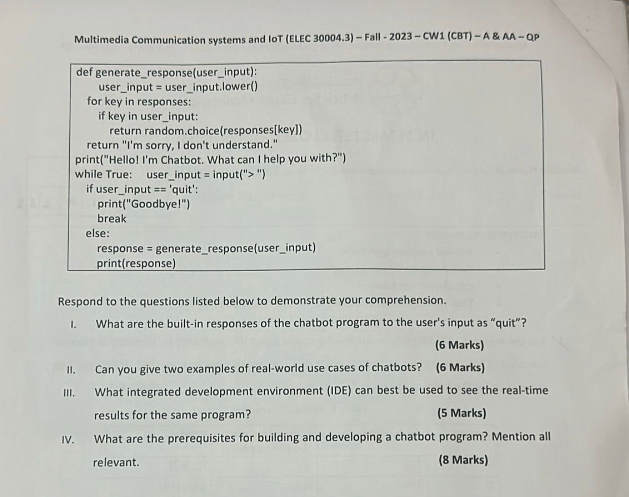 Multimedia Communication systems and IOT ( ELEC 3