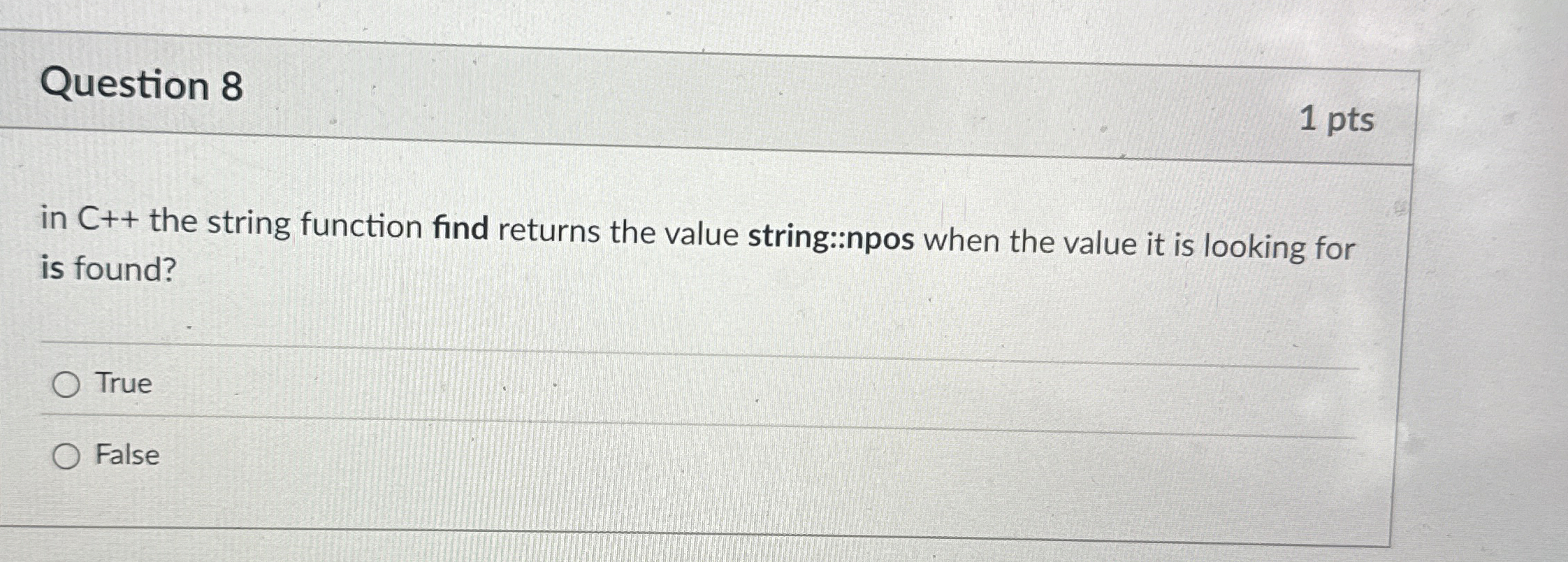Question 8 1 pts in C + + the string function