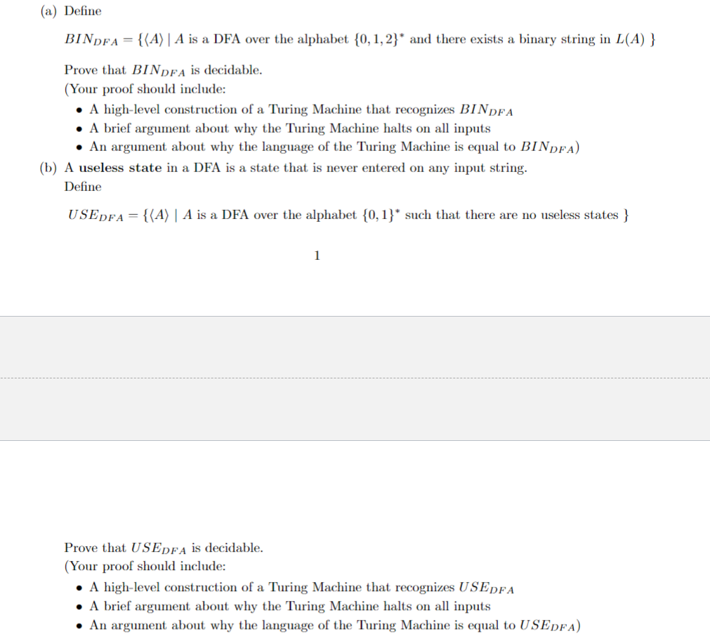 Prove that U S E D F A is decidable. ( Your proof