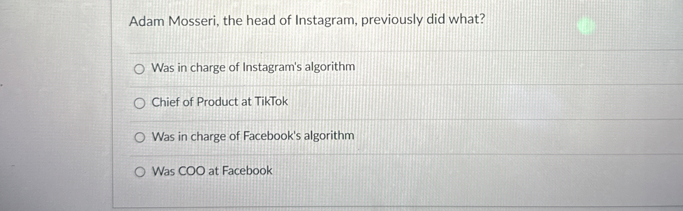 Adam Mosseri, the head of Instagram, previously