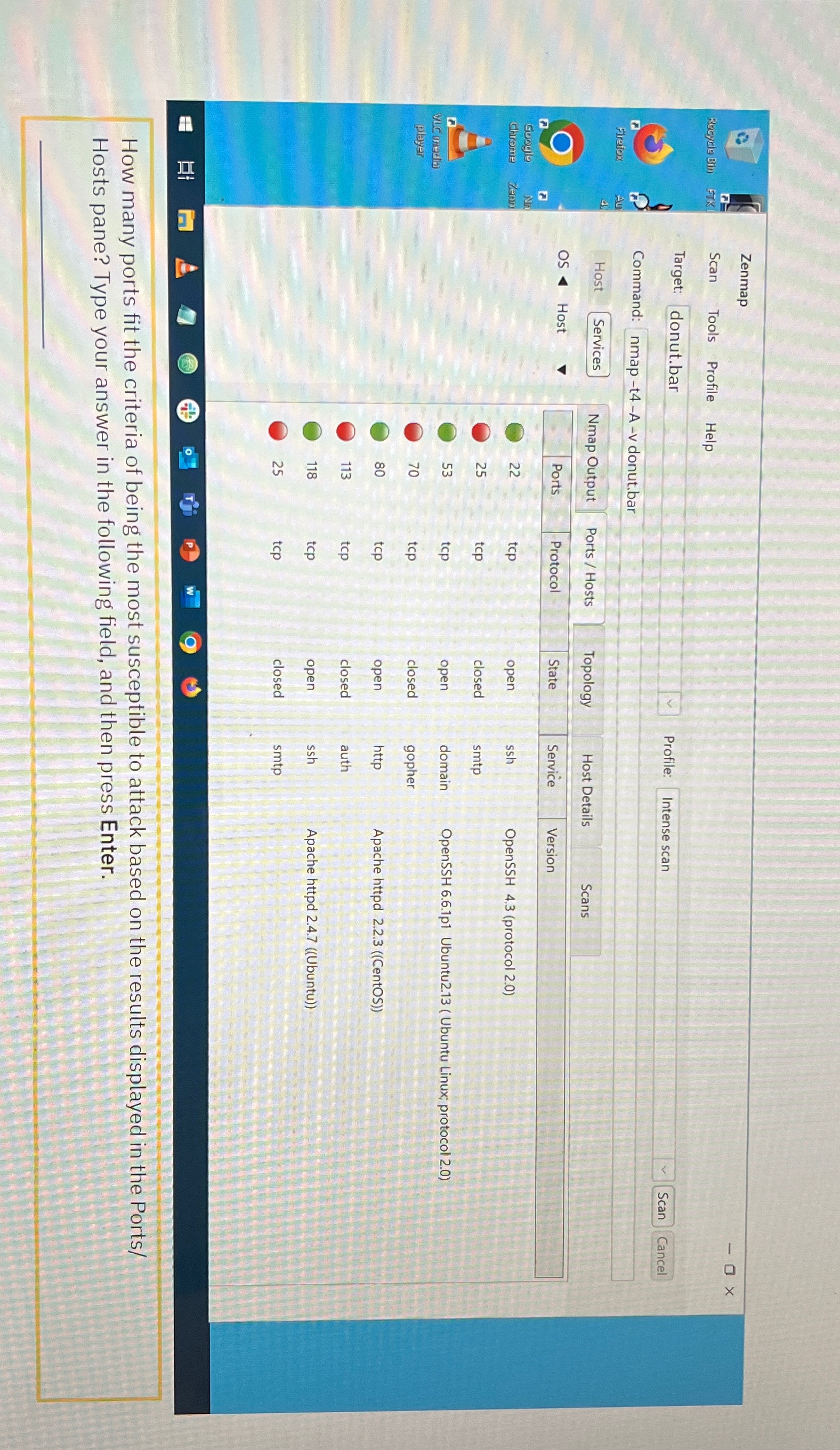 Zenmap Scan Tools Profile Help Target: donut.bar