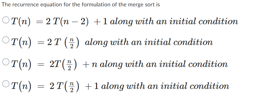 The recurrence equation for the formulation of