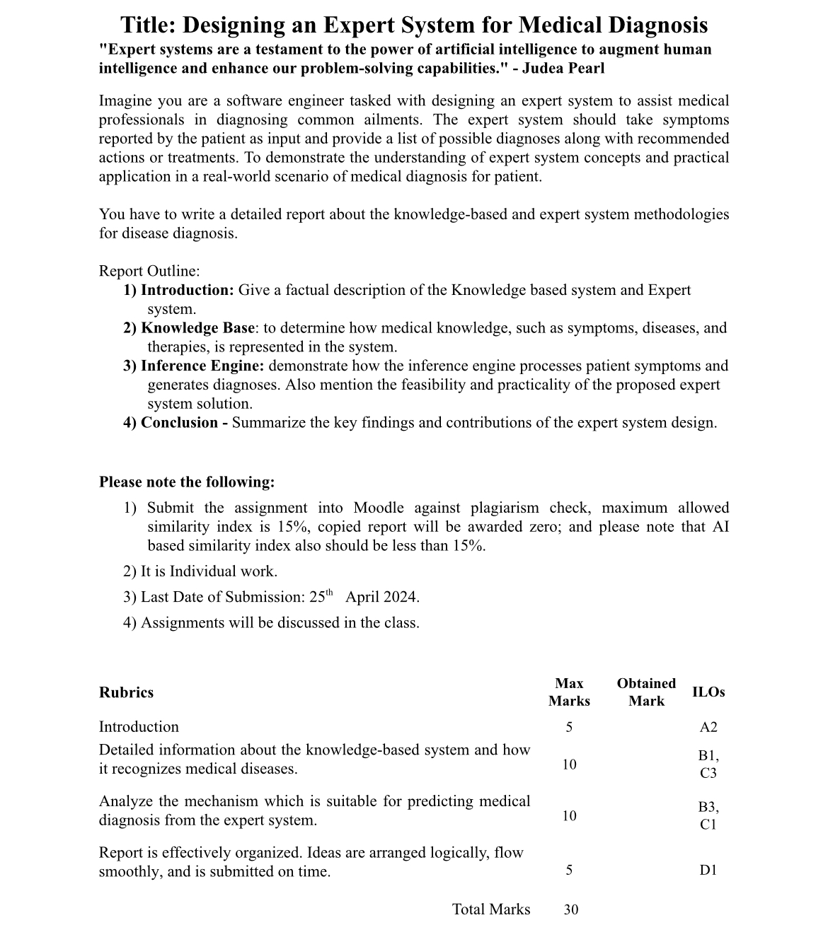 Title: Designing an Expert System for Medical