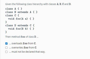 Glven the following class hierarchy with classes