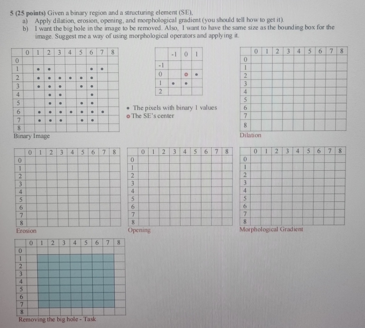 5 ( 2 5 points ) Given a binary region and a