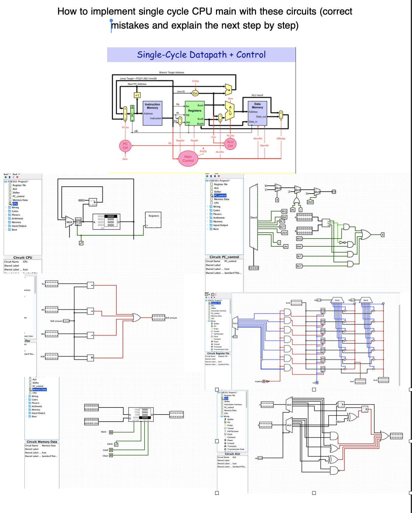 How to implement single cycle CPU main with these