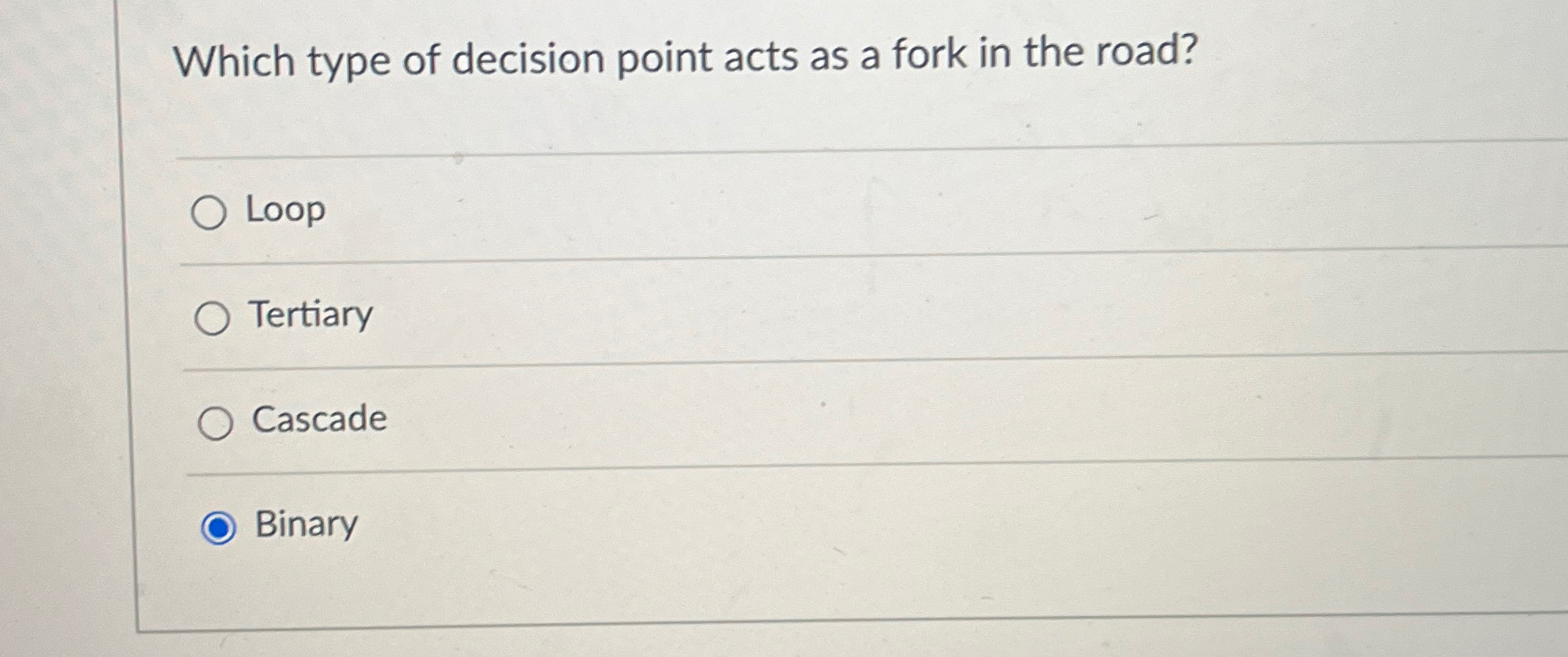 Which type of decision point acts as a fork in