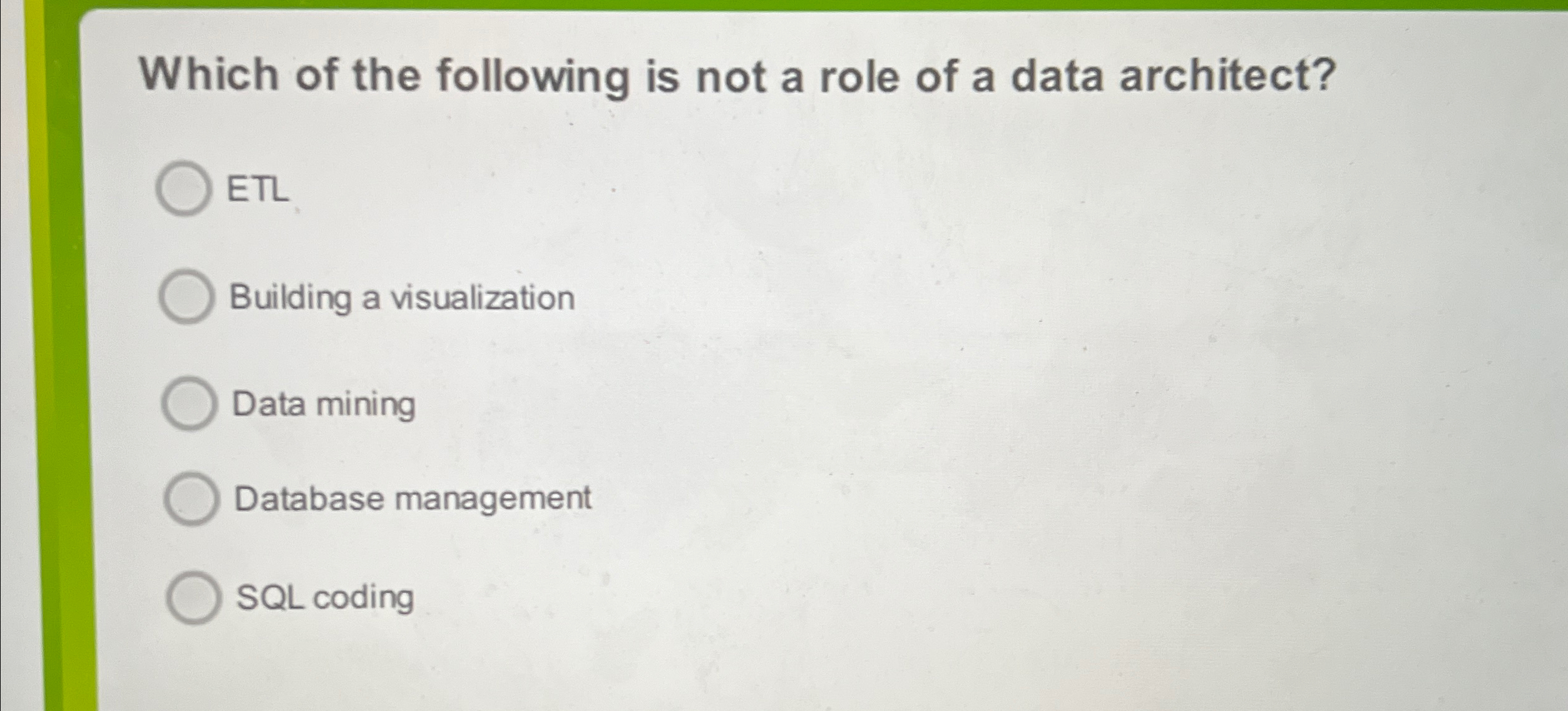 Which of the following is not a role of a data