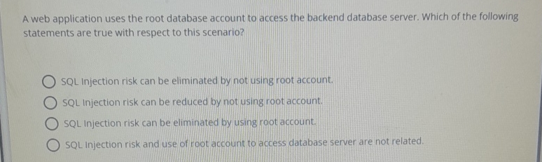 A web application uses the root database account