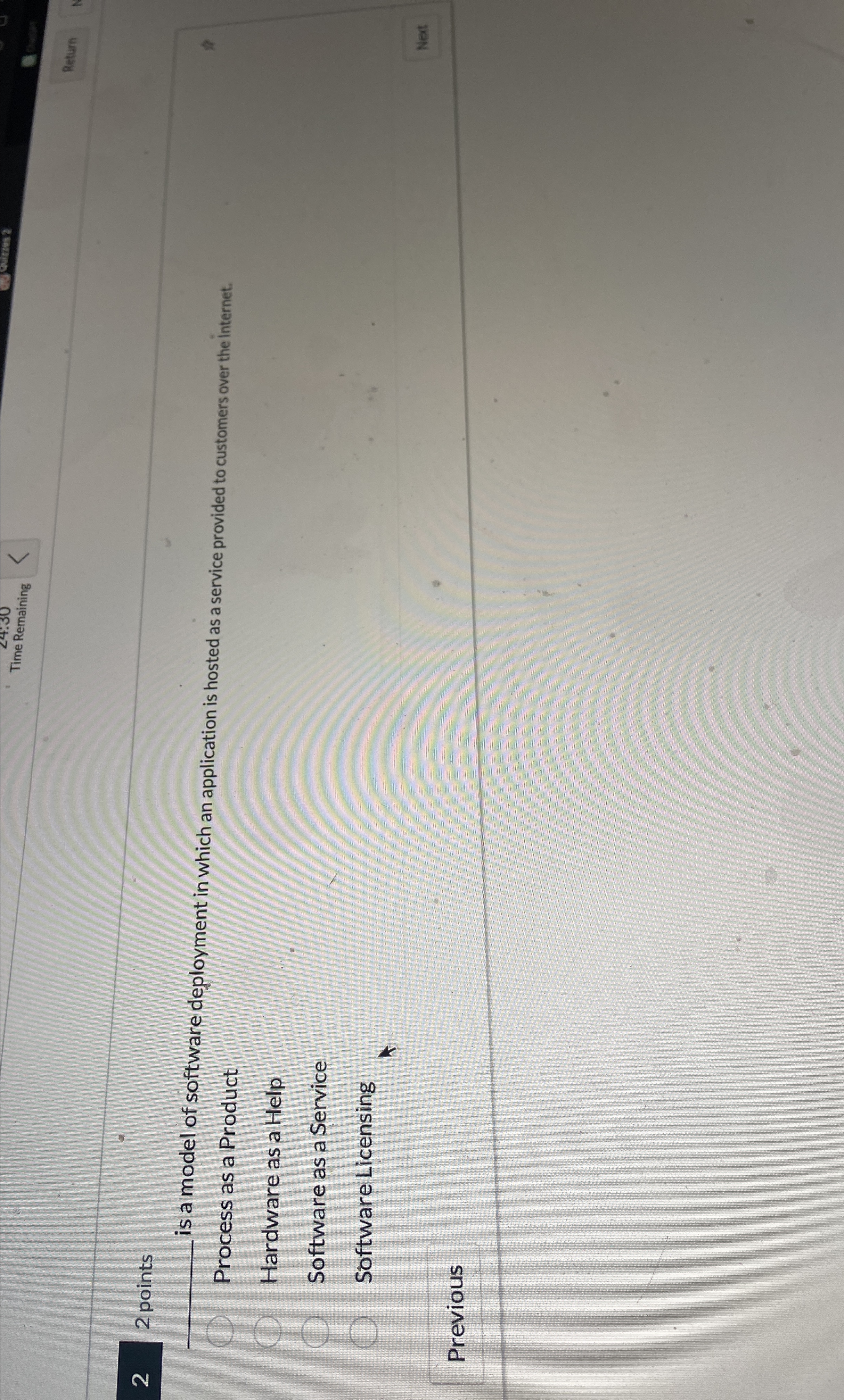 Time Remaining Return 2 points q , is a model of