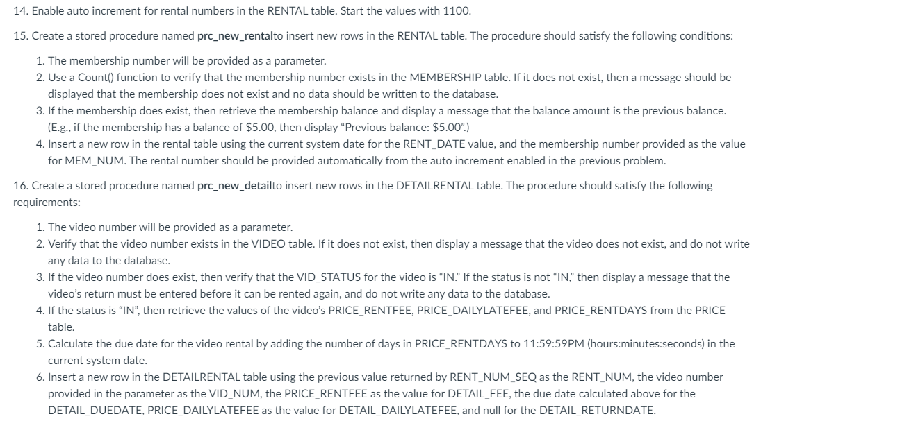 Enable auto increment for rental numbers in the