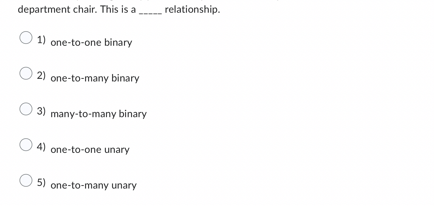 department chair. This is a relationship. one -