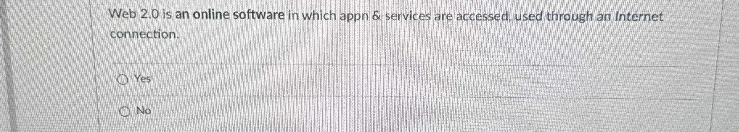 Web 2 . 0 is an online software in which appn &