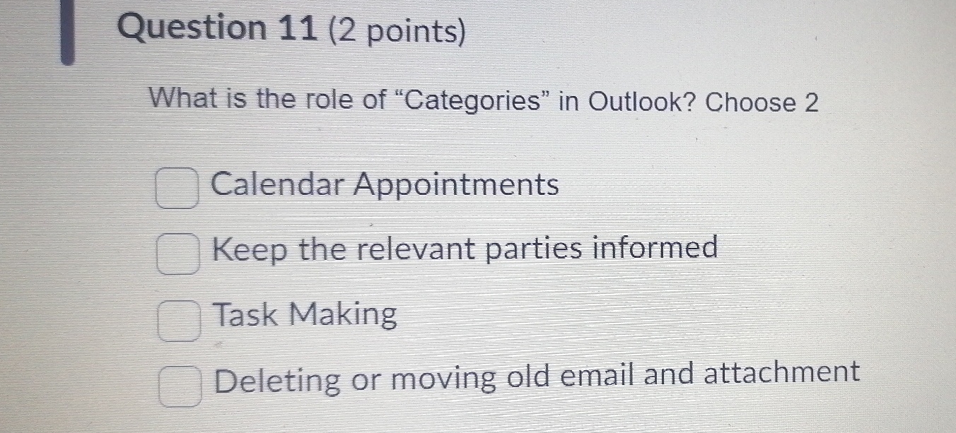 Question 1 1 ( 2 points ) What is the role of