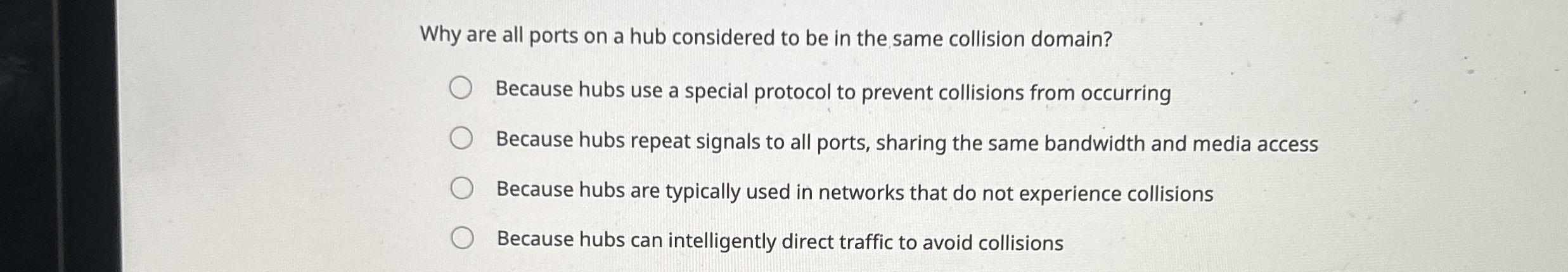Why are all ports on a hub considered to be in