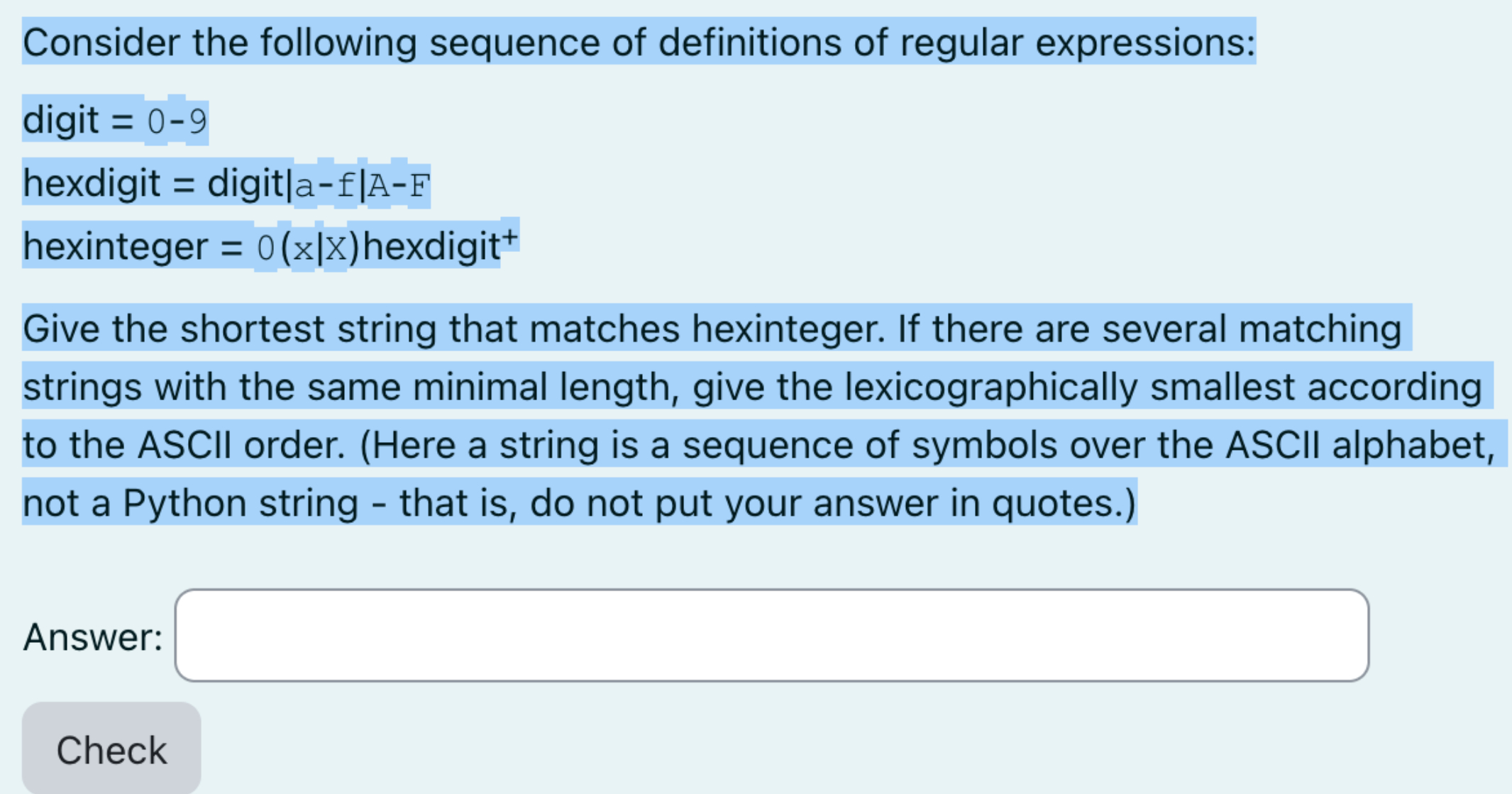 Consider the following sequence of definitions of