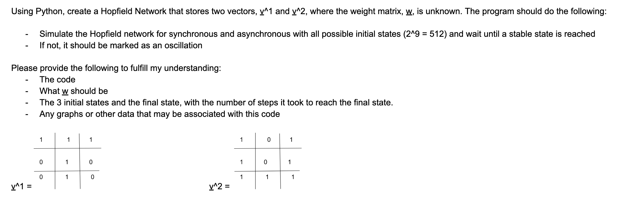 Using Python, create a Hopfield Network that