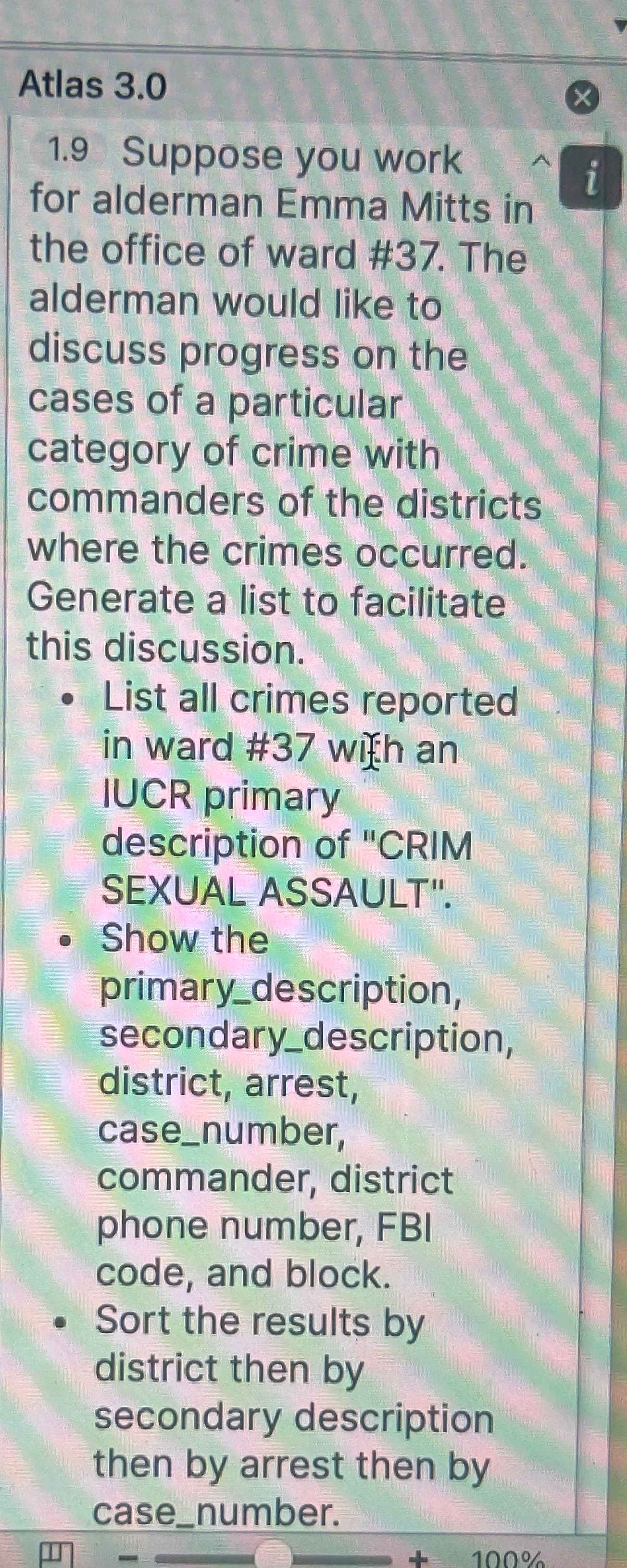 Atlas 3 . 0 1 . 9 Suppose you work for alderman