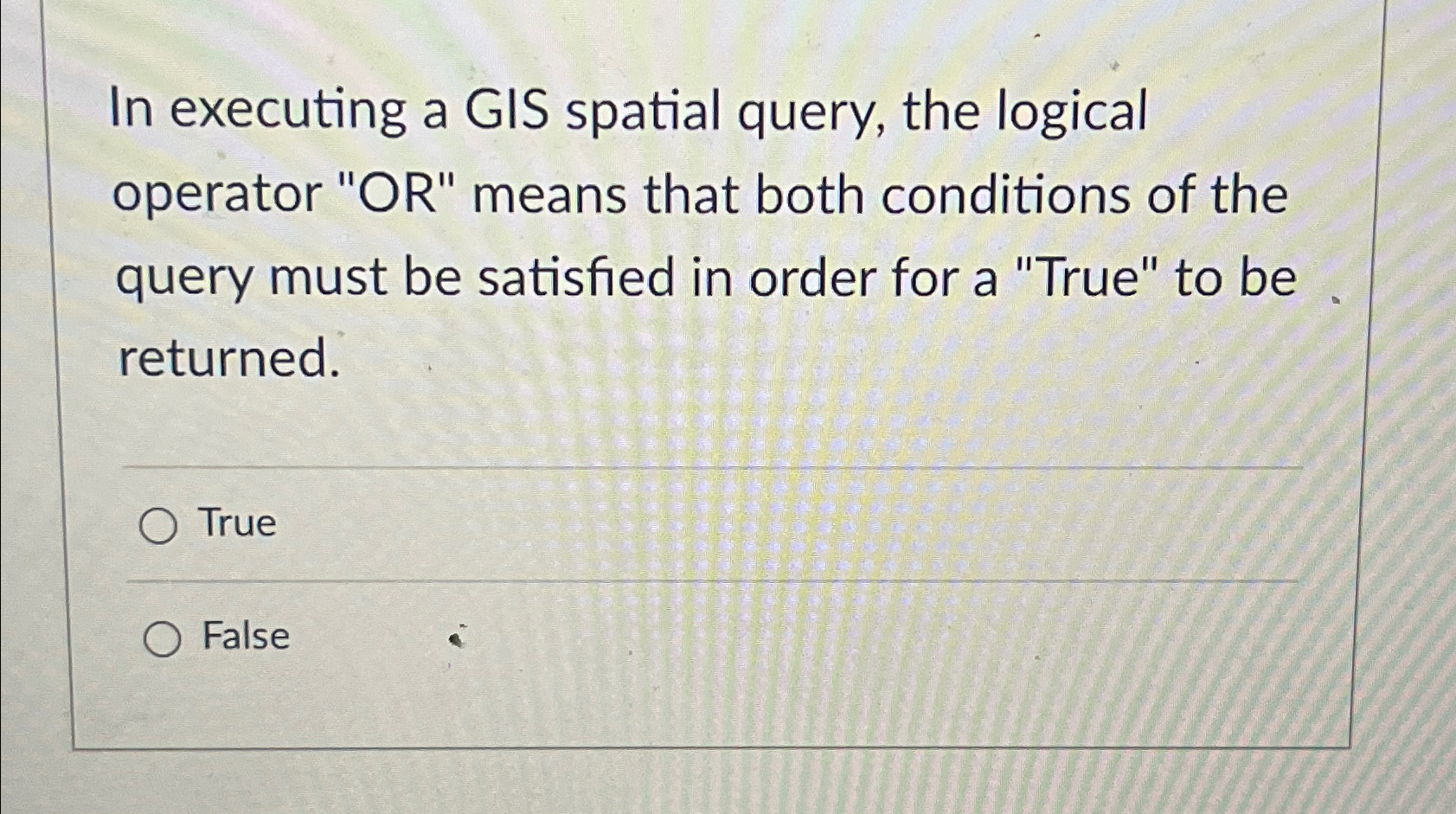 In executing a GIS spatial query, the logical