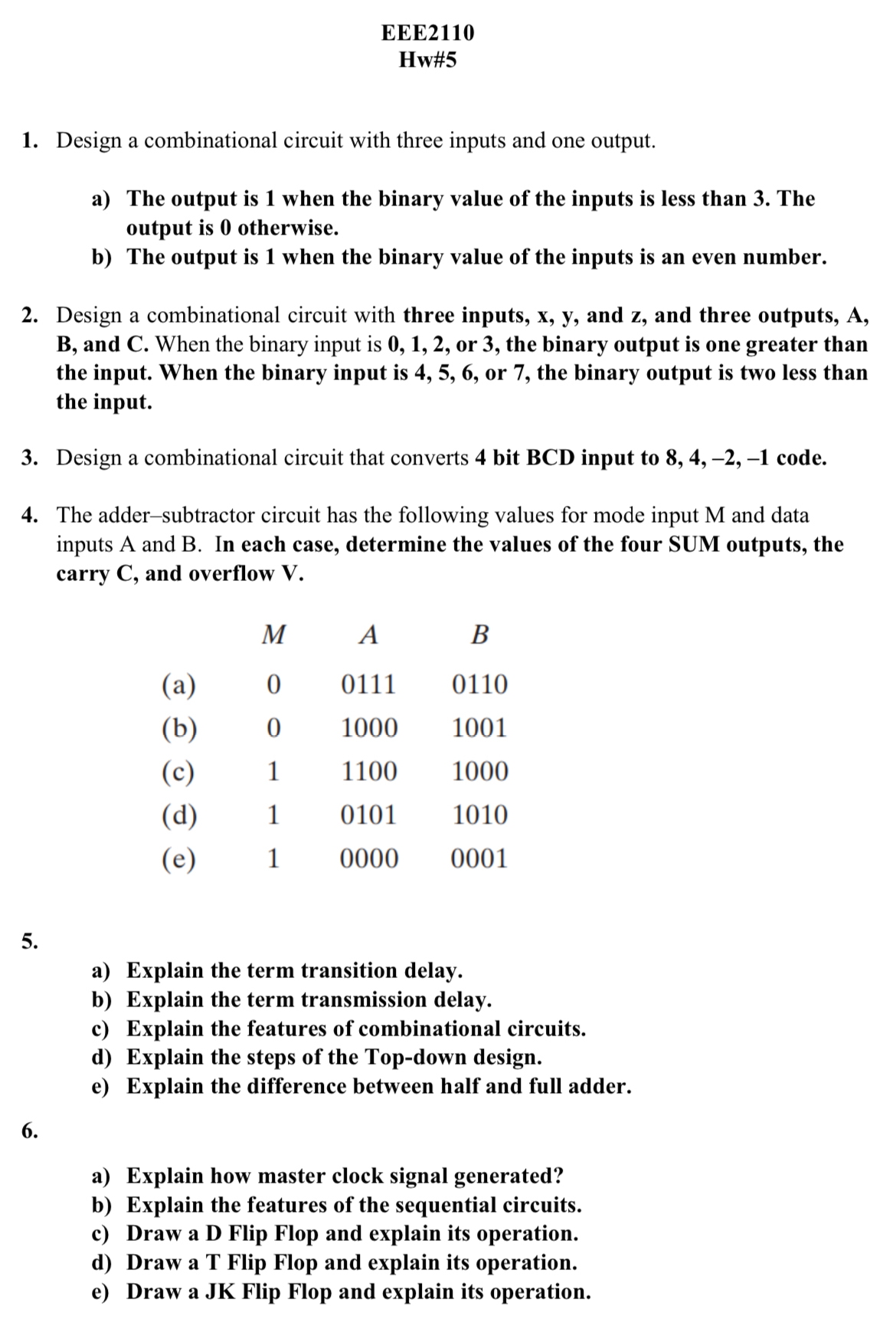 EEE 2 1 1 0 Hw# 5 Design a combinational circuit