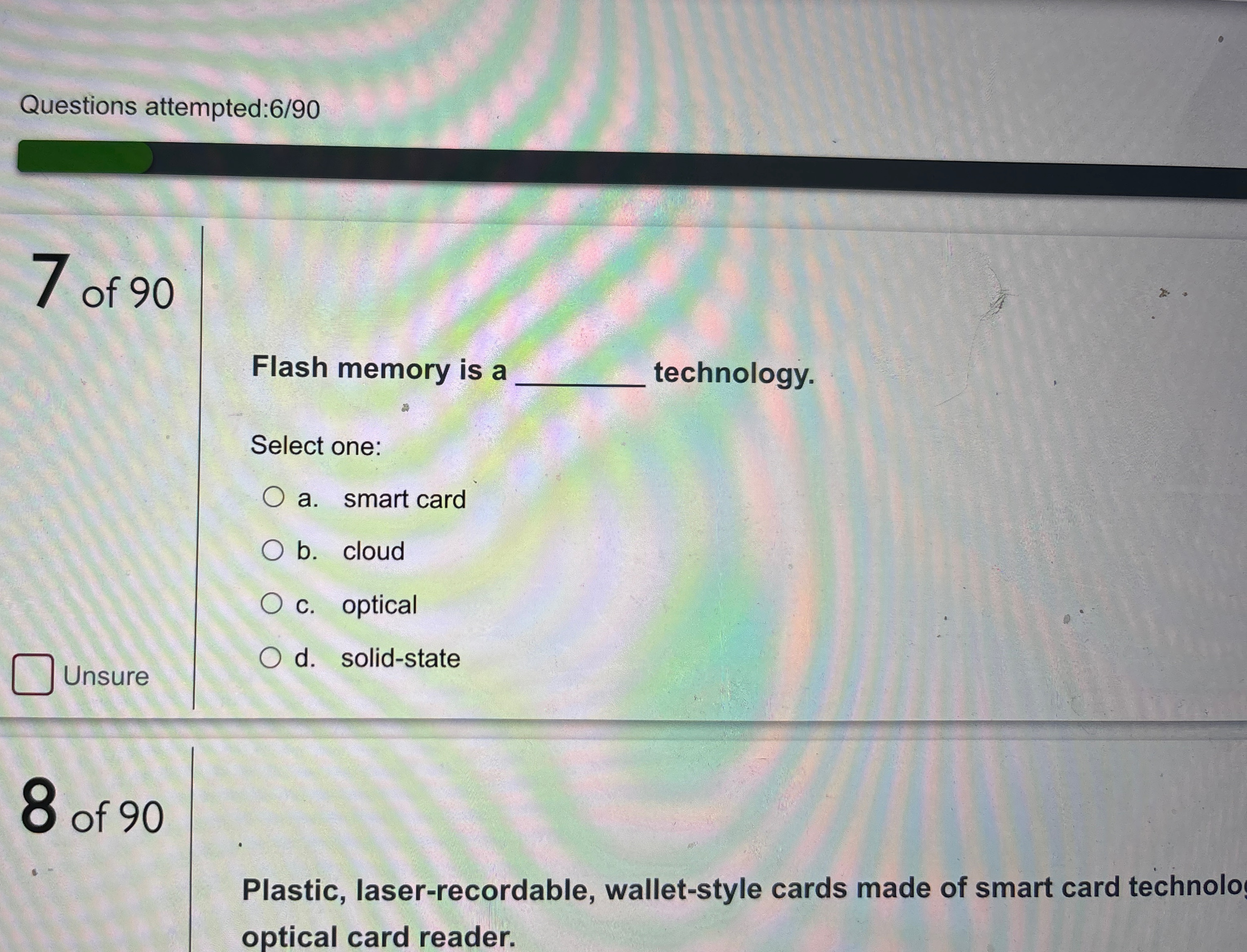 Questions attempted: 6 / 9 0 7 of 9 0 Flash