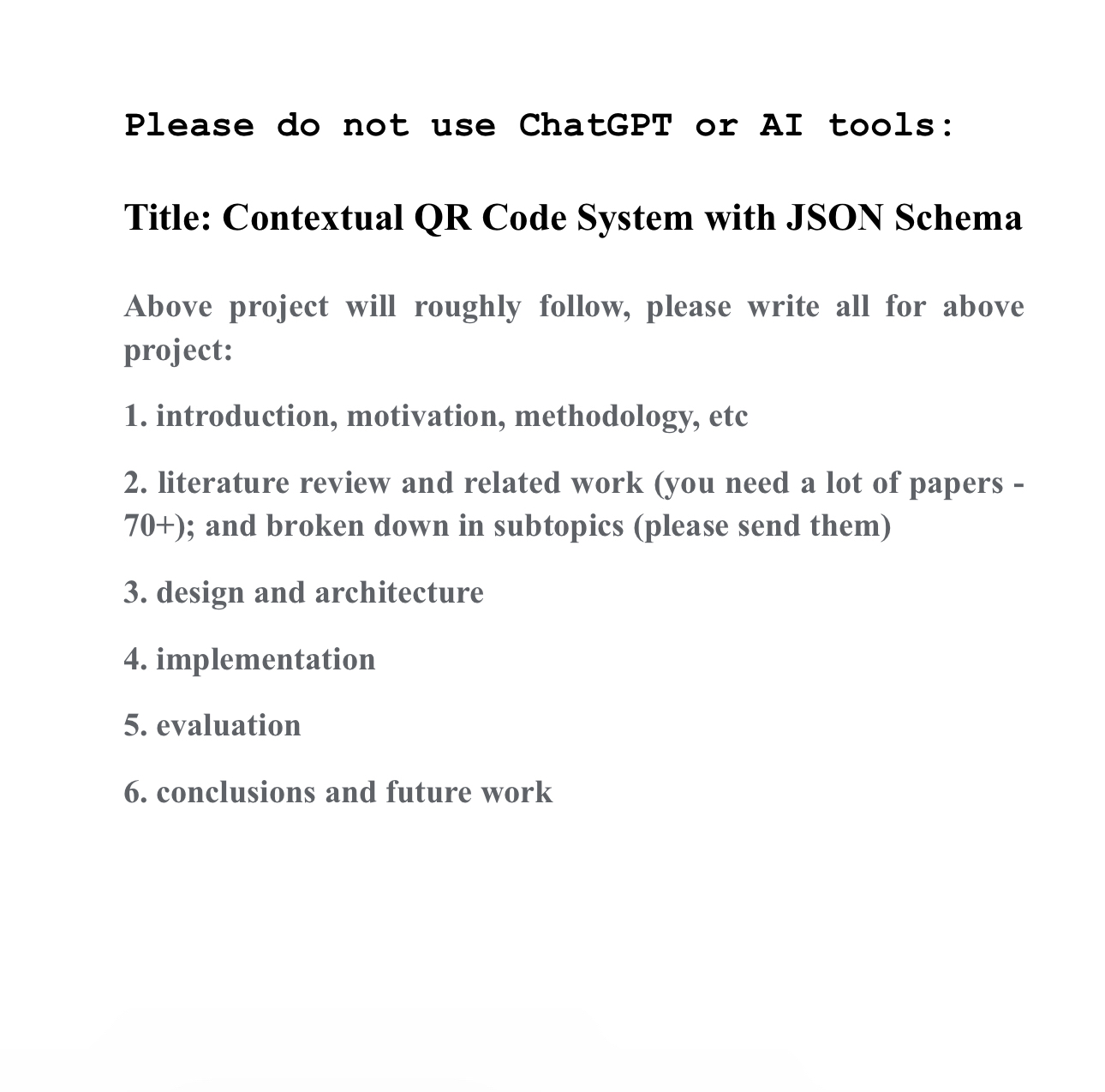 Please do not use ChatGPT or AI tools: Title: