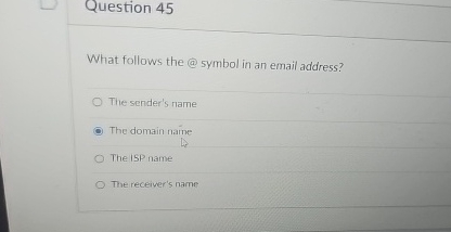 What follows the symbol in an email address? The