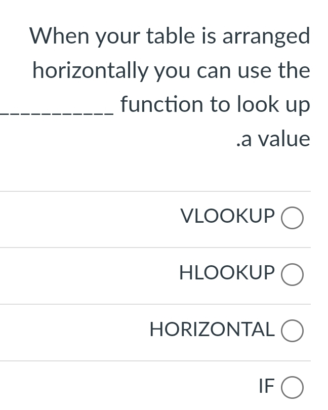 When your table is arranged horizontally you can