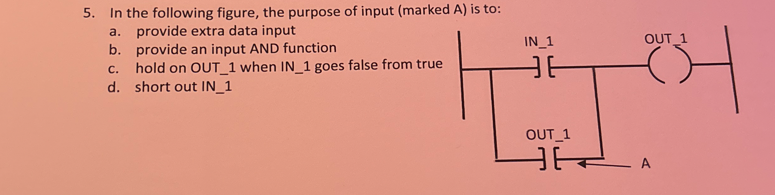In the following figure, the purpose of input (