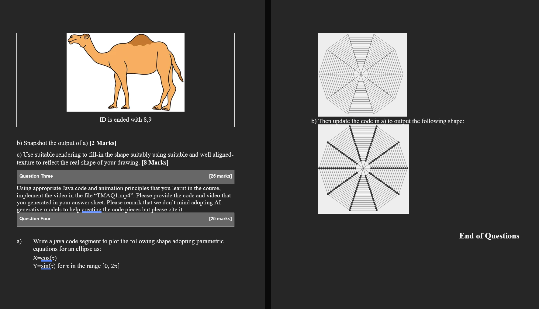 Question Four [ 2 5 marks ] using graphics 2 D a