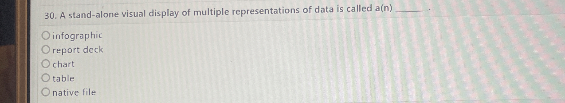 A stand - alone visual display of multiple