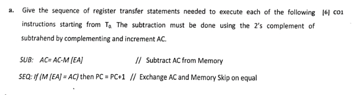 a . Give the sequence of register transfer