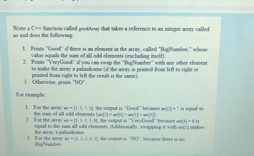 Write a C + + function called grodArry that takes