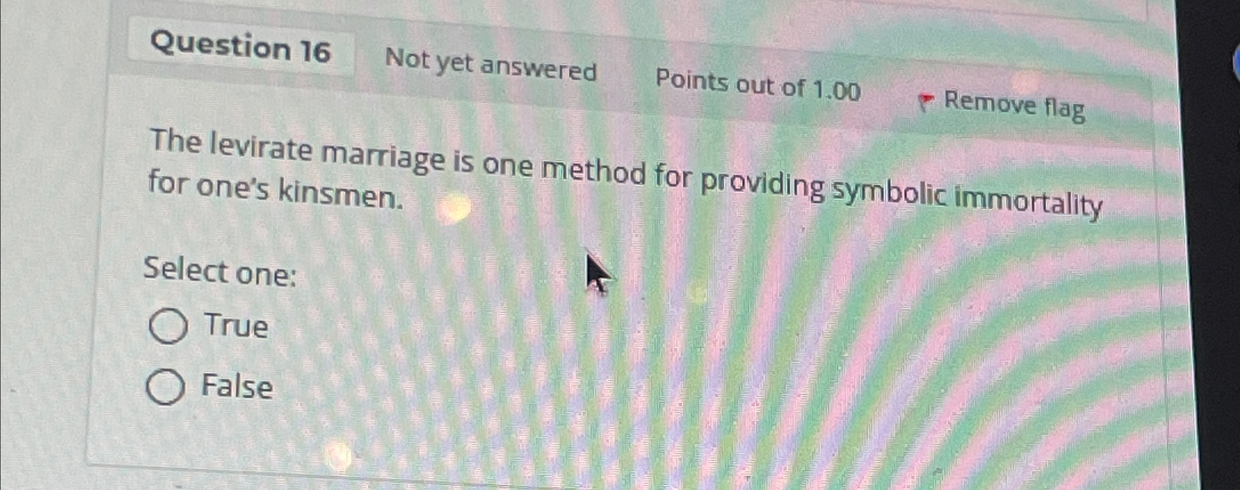 Not yet answered Points out of 1 . 0 0 Remove