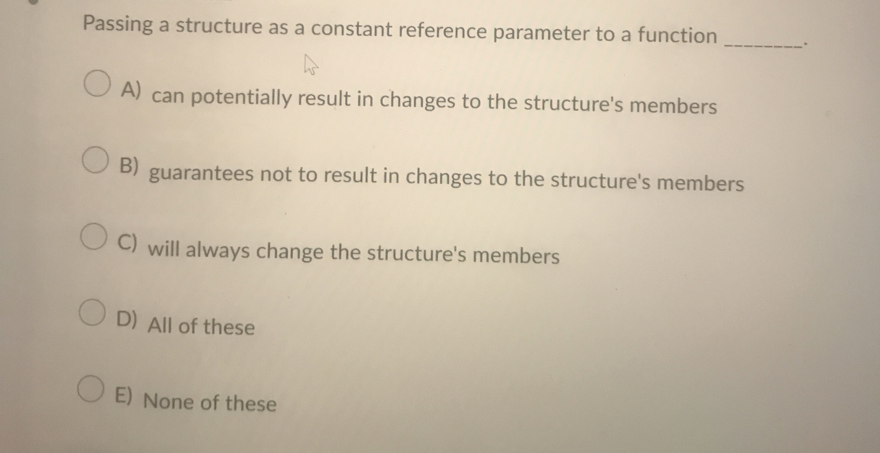 Passing a structure as a constant reference
