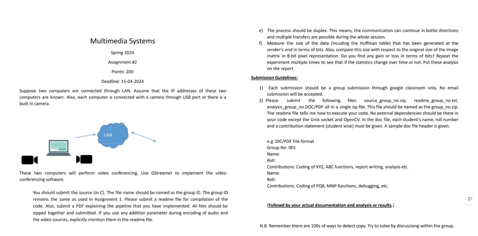 Course: Multimedia Systems. See the image and
