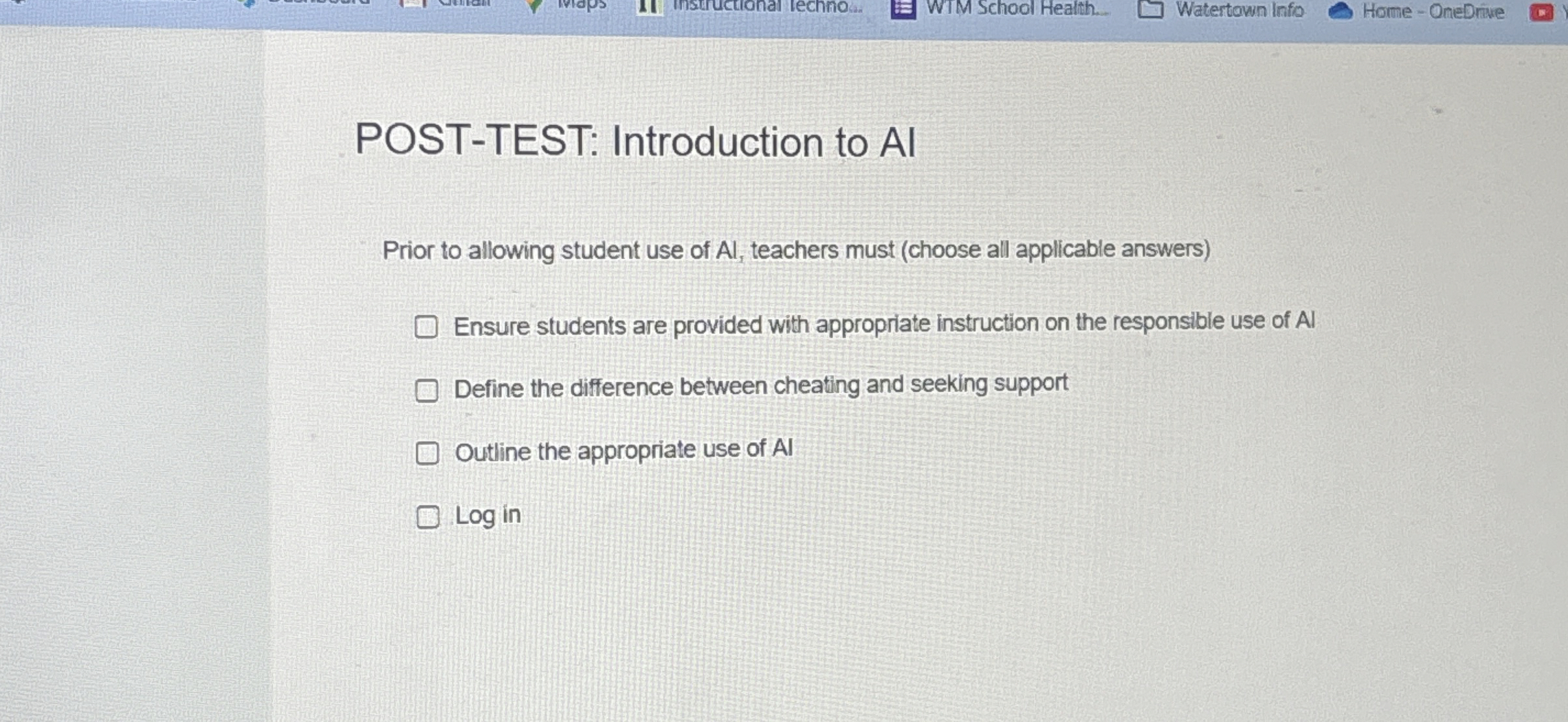 POST - TEST: Introduction to AI Prior to allowing