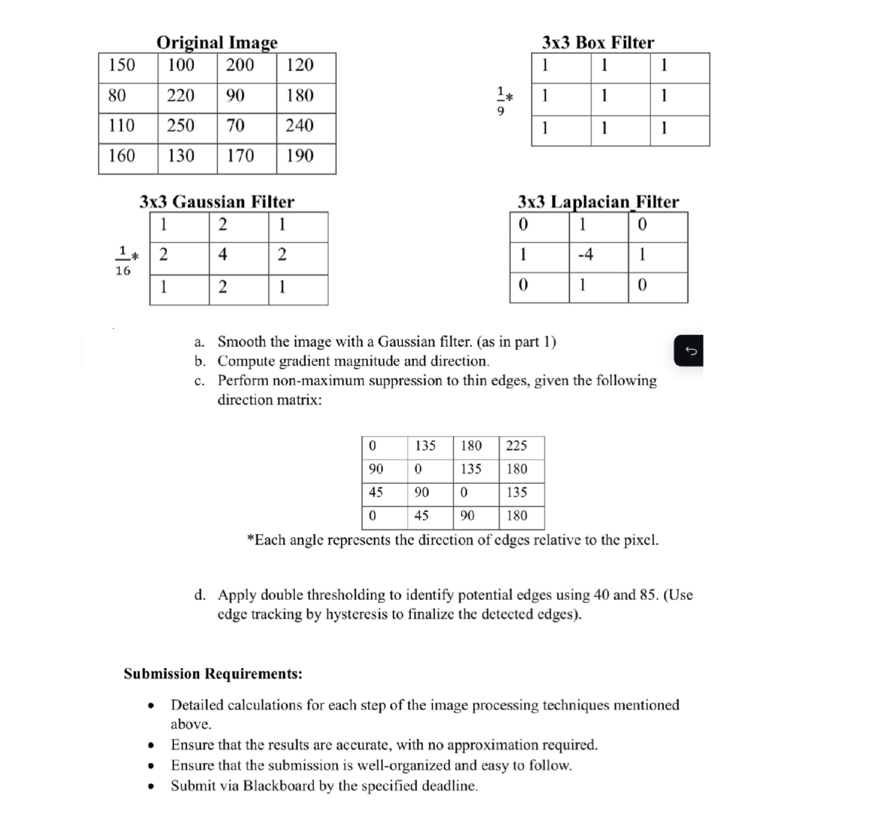 3 x 3 Gaussian Filter 3 x 3 Laplacian Filter a .