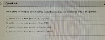 Question 8 Which of the following is a correct