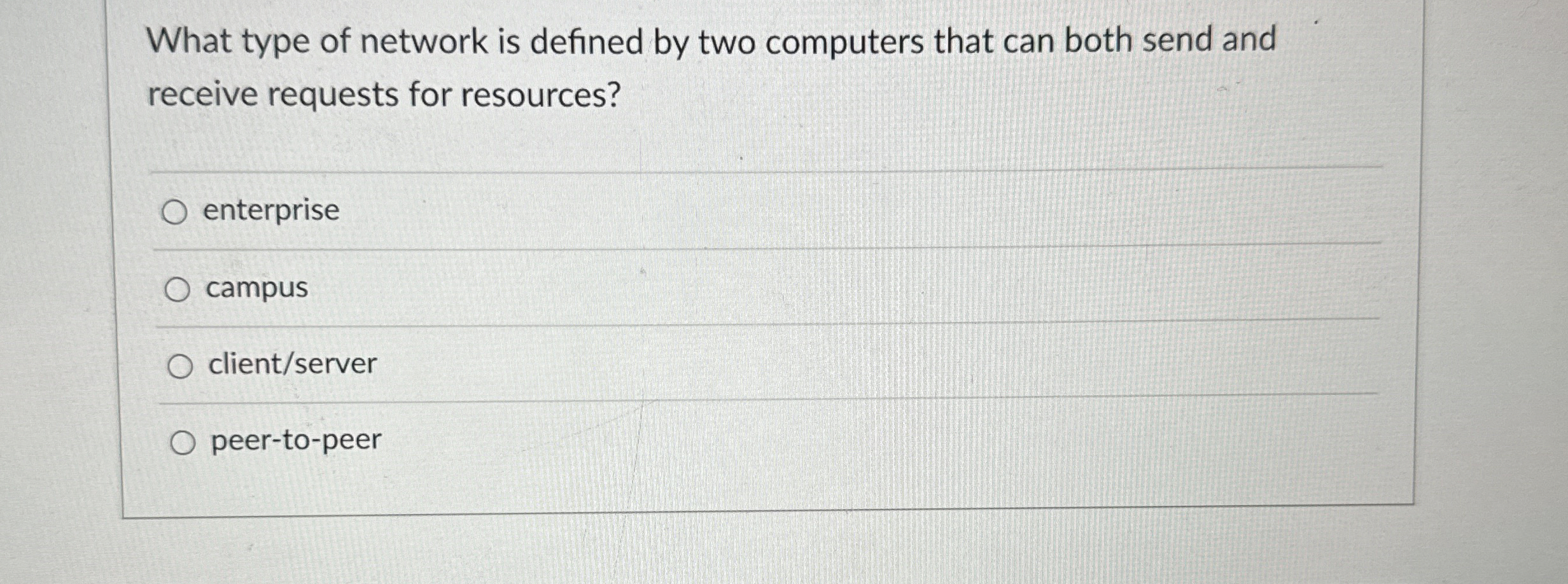 What type of network is defined by two computers