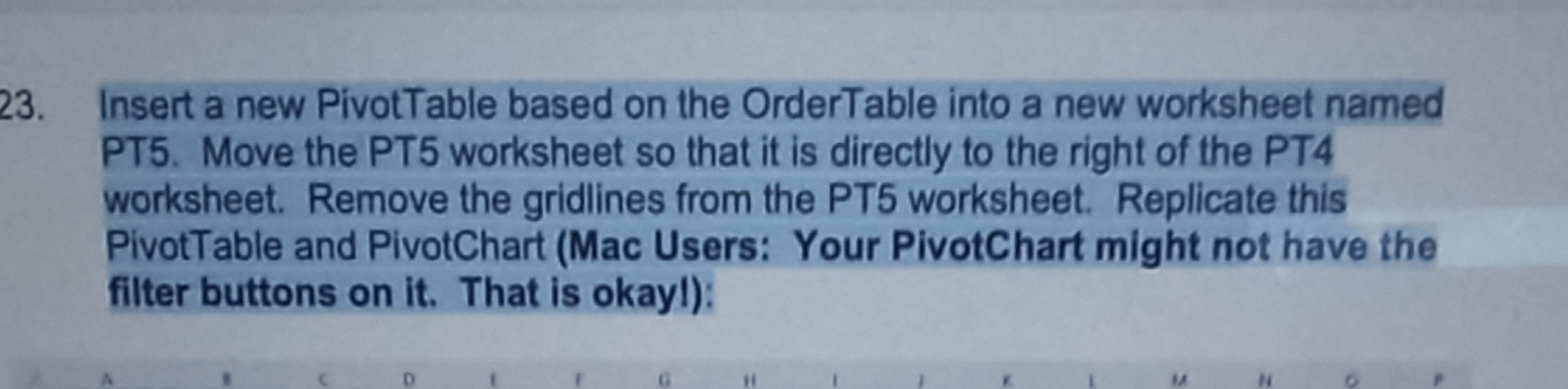 Insert a new PivotTable based on the OrderTable